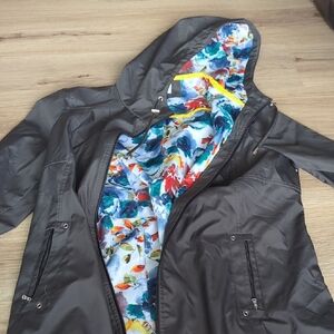 Peter Nygard Black Jacket with Colorful Floral Lining